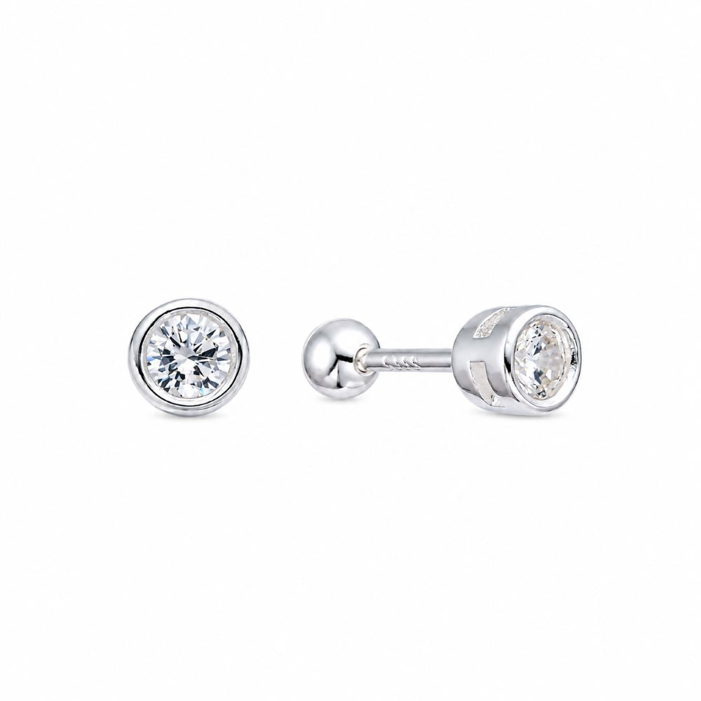Aretes Punto Luz 3mm Tambor - Plata
