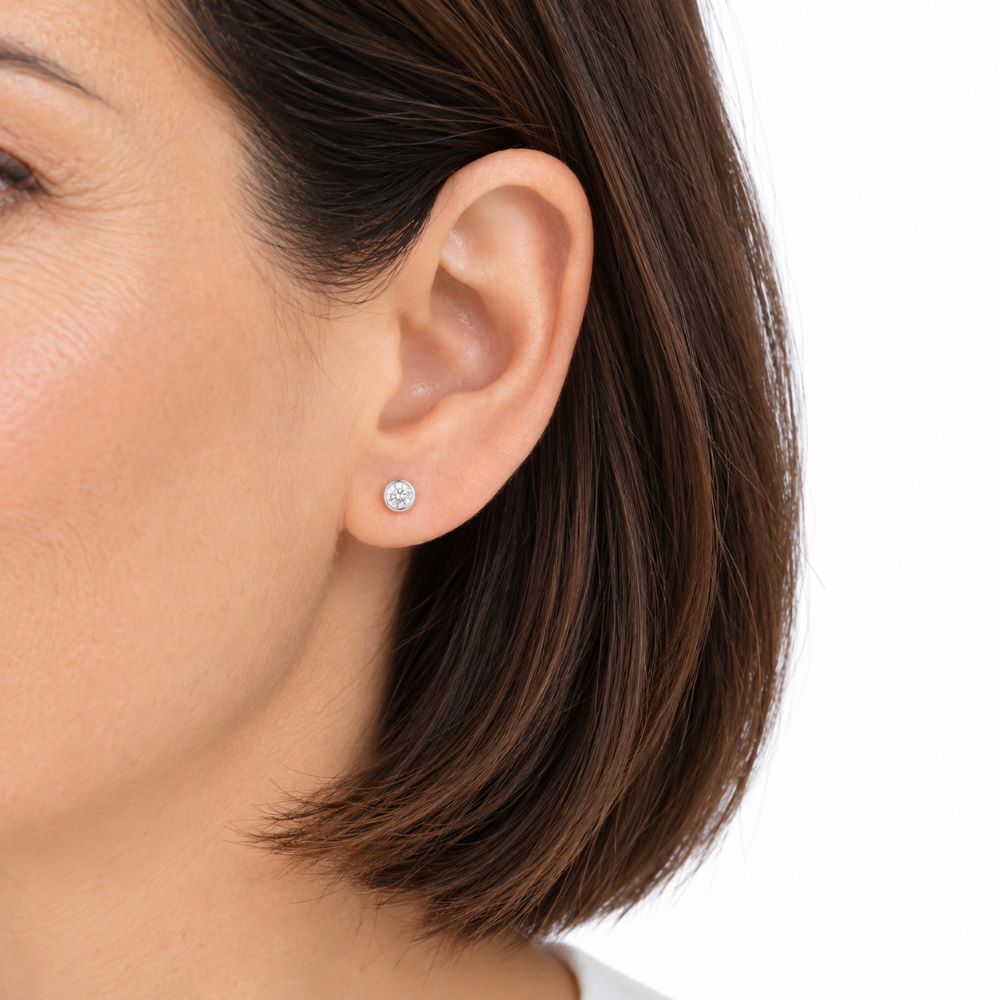 Aretes Punto Luz 3mm Tambor - Plata