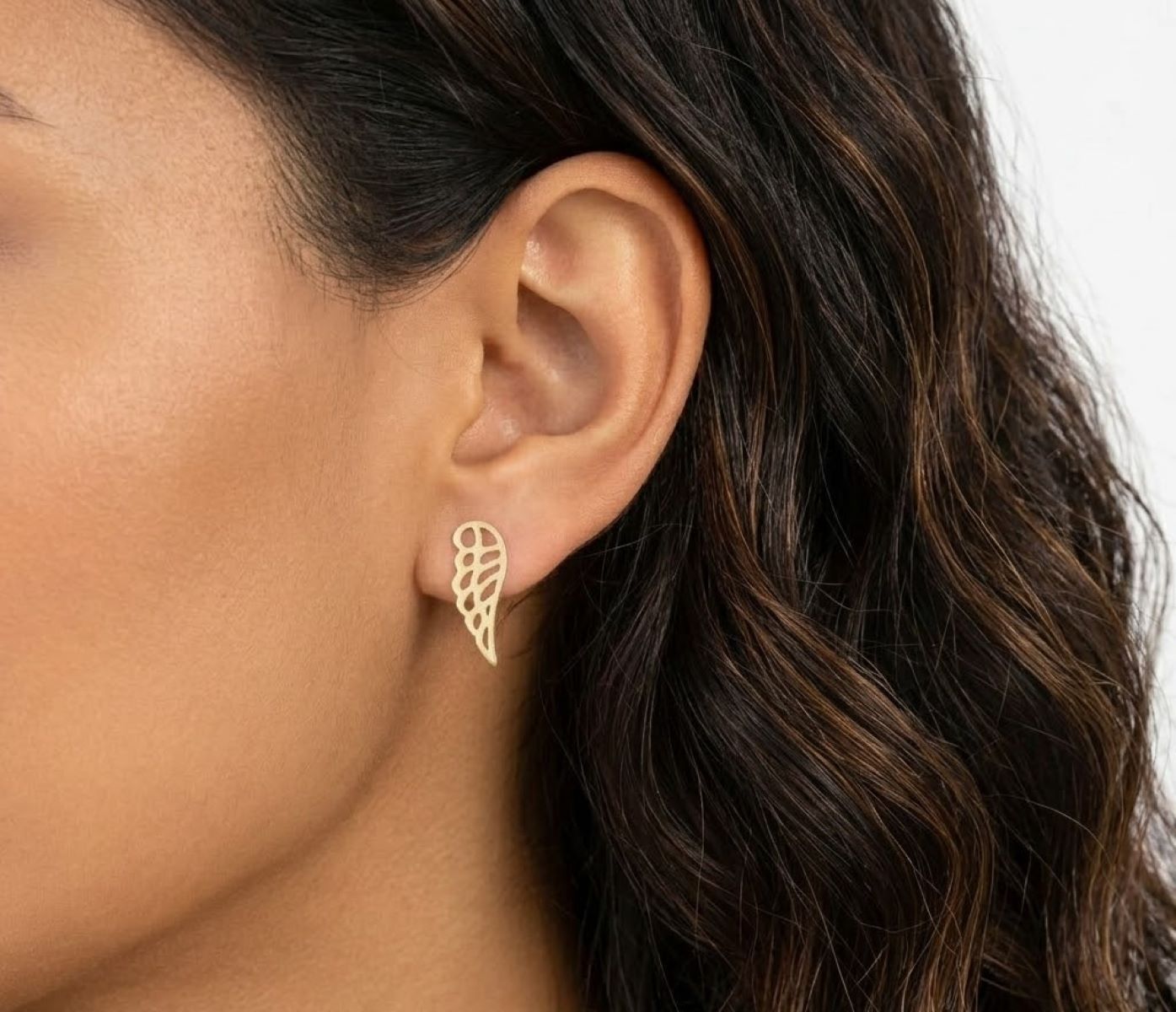 Aretes Ala Angel Dorados - Plata