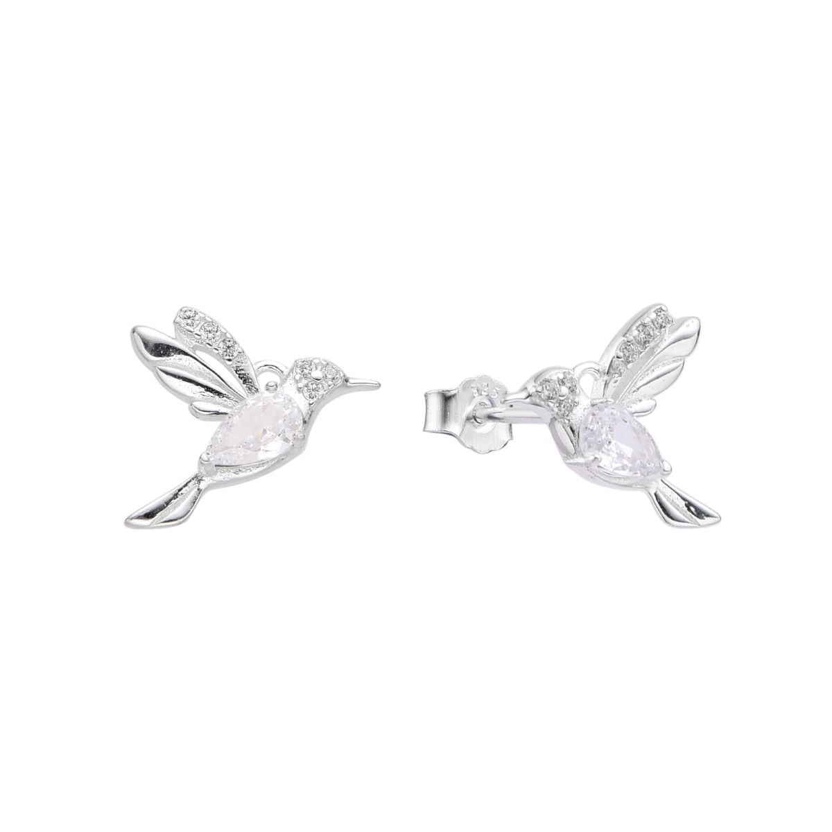 Aretes Colibrí Brillos - Plata