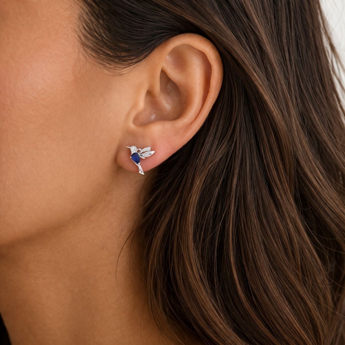 Aretes Colibrí Brillos - Plata