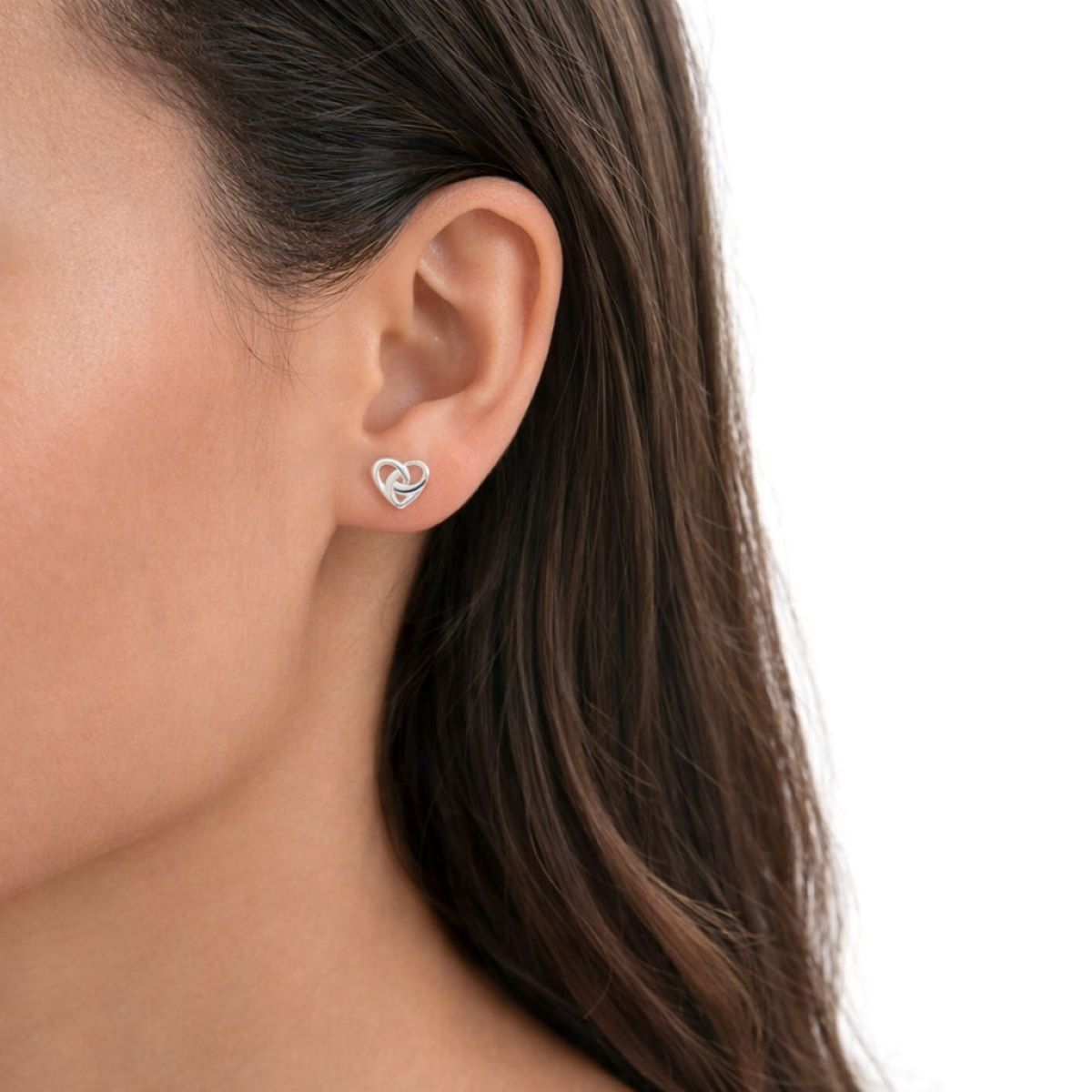 Aretes Corazón Nudo - Plata