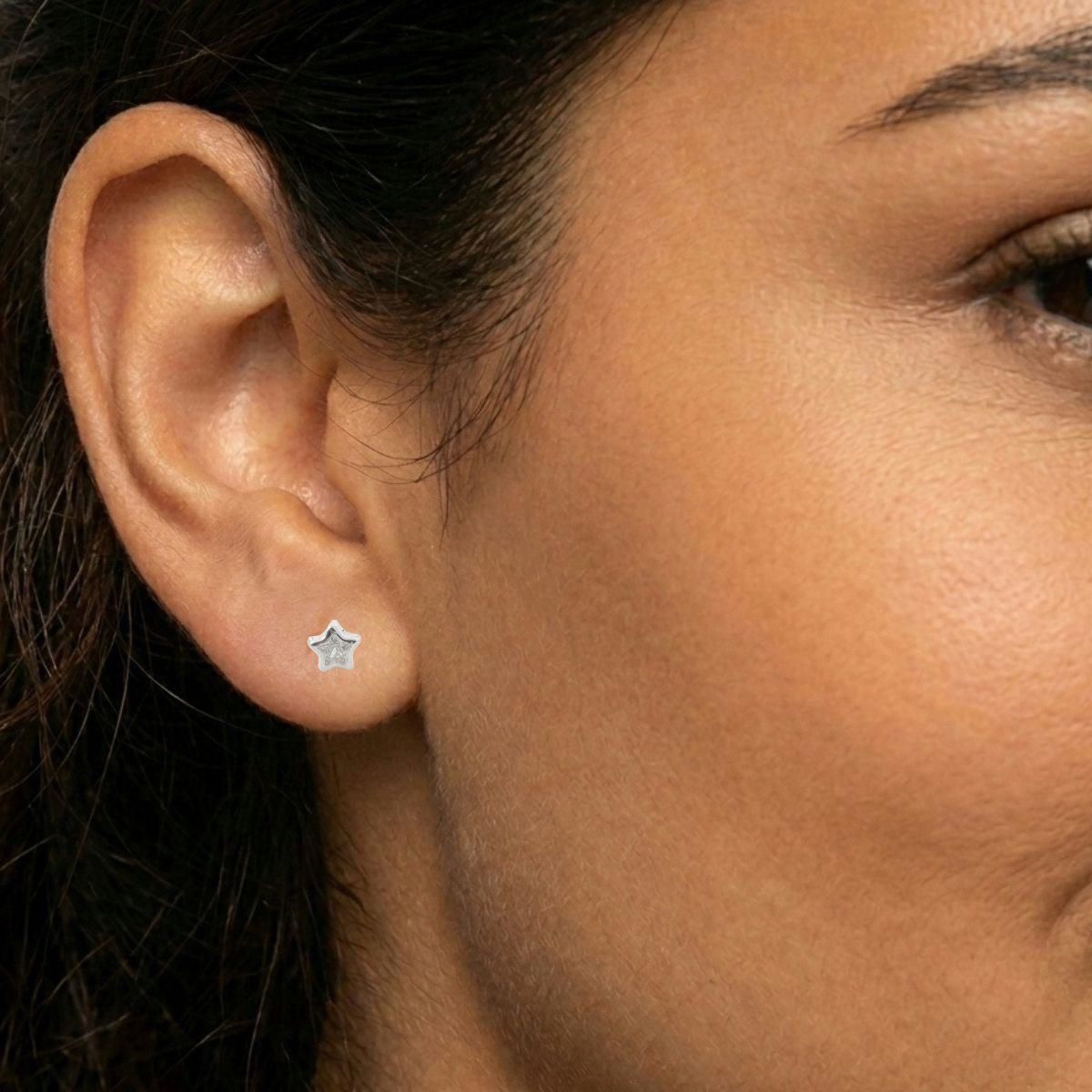 Aretes Estrella Mini Brillos - Plata