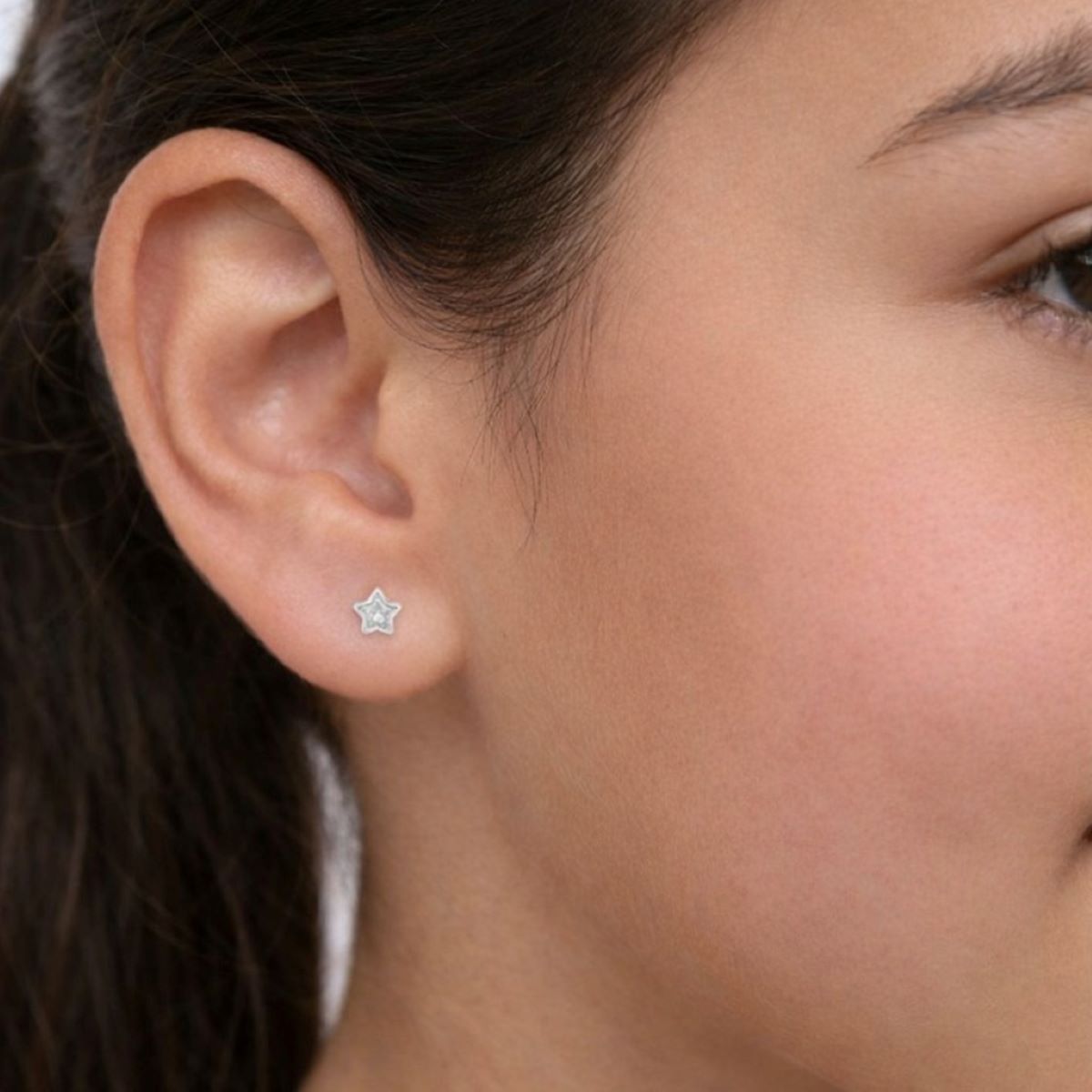 Aretes Estrella Mini Brillos - Plata