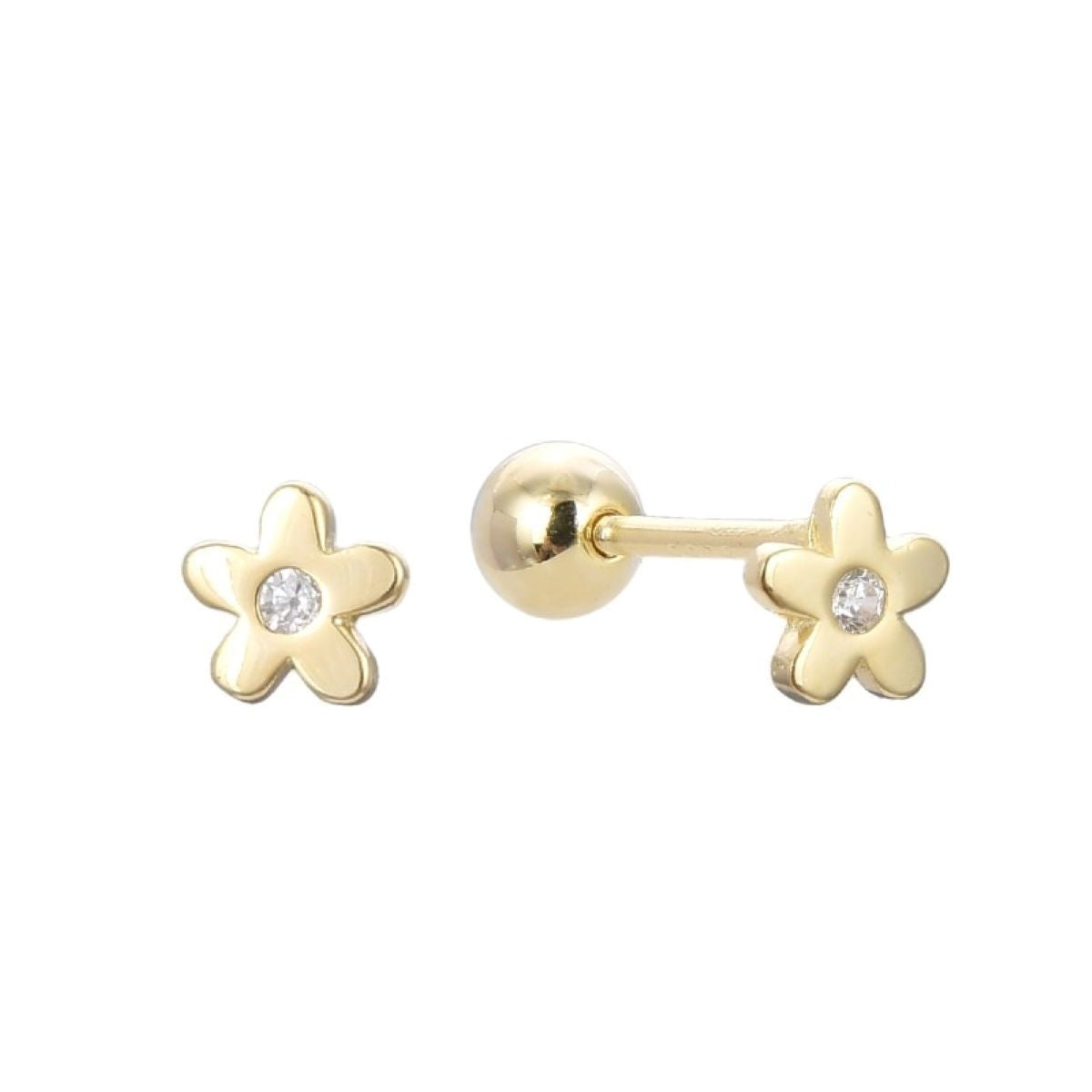 Aretes Flor Mini Punto de Luz - Plata