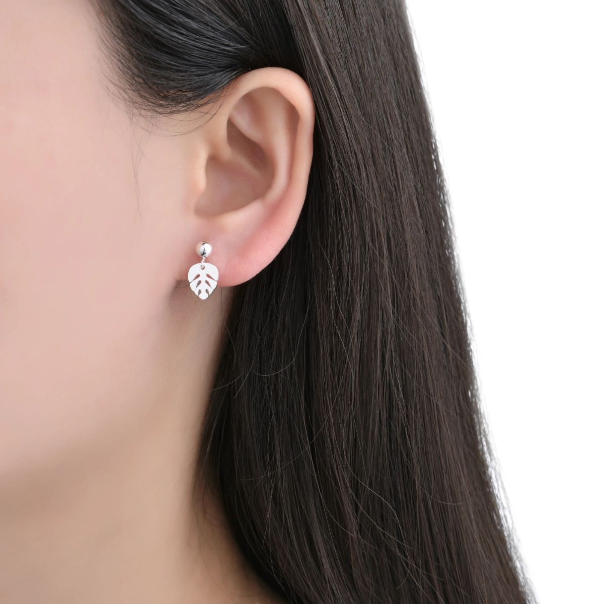 Aretes Hoja Colgante - Plata