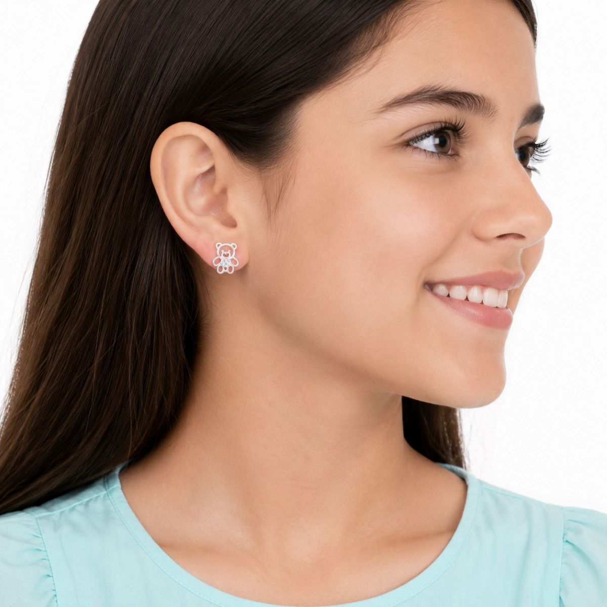 Aretes Osito Punto de Luz - Plata