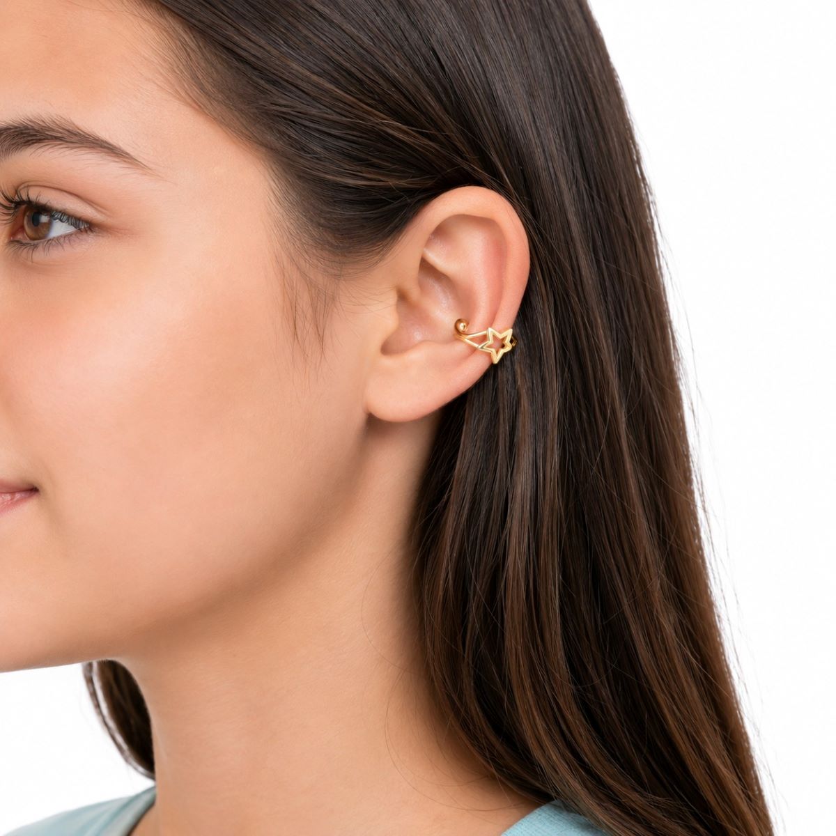 Aretes Trepadores Estrella Dorados - Plata