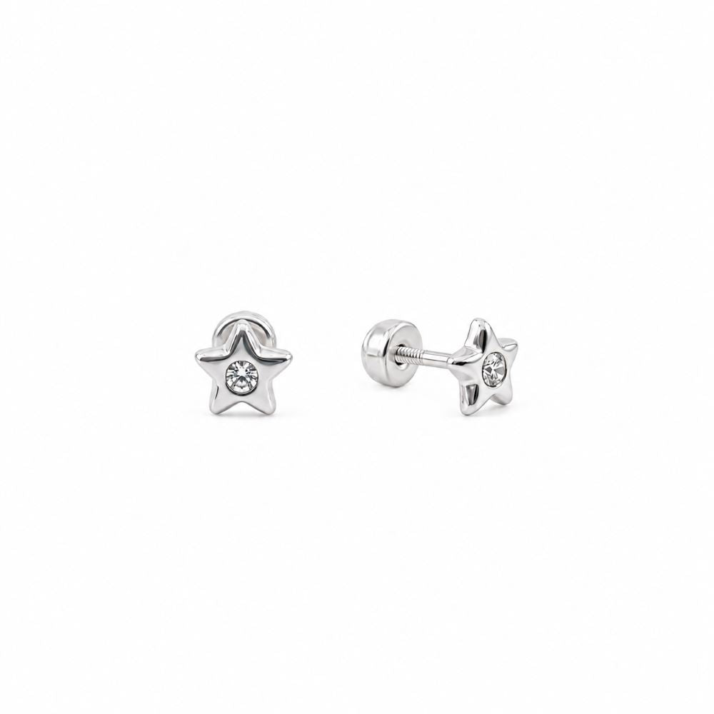 Aretes Abridores Estrella Brillo - Plata