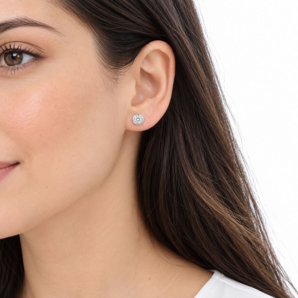 Aretes Circón 7 mm – Plata