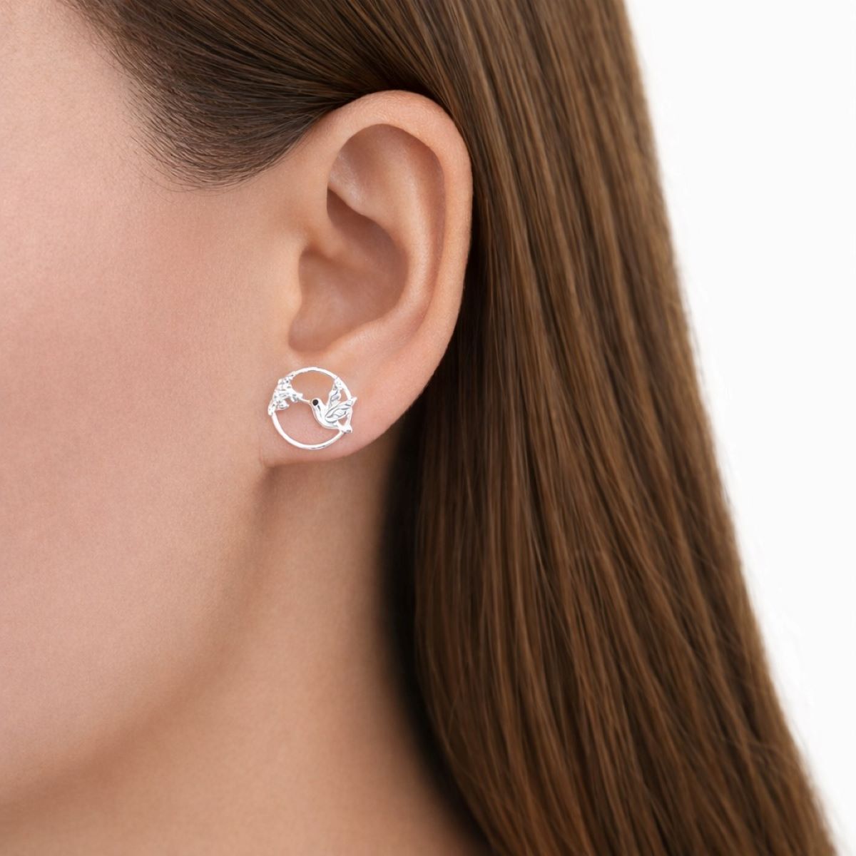 Aretes Colibrí Brillo Azul - Plata