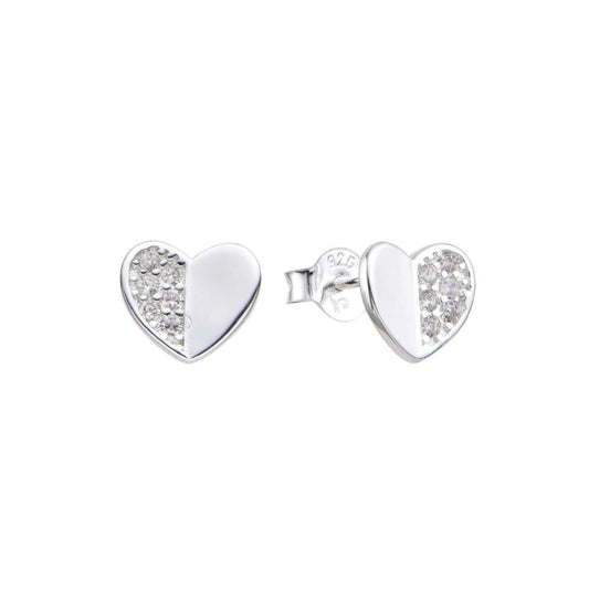 Aretes Corazón Brillos - Plata