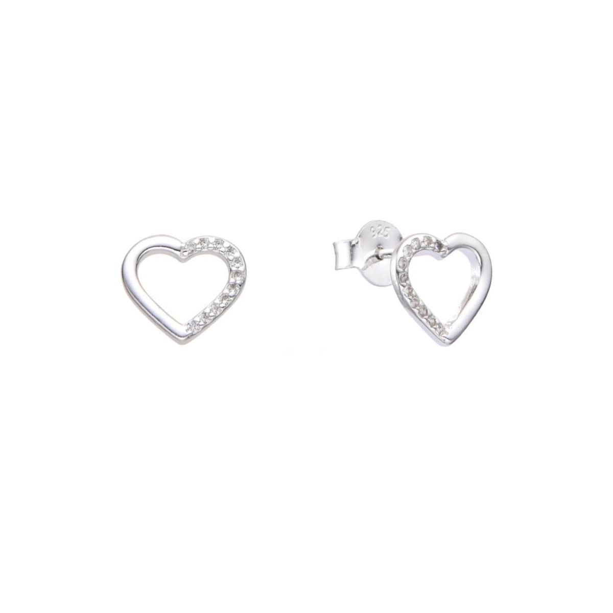 Aretes Corazón Brillos - Plata