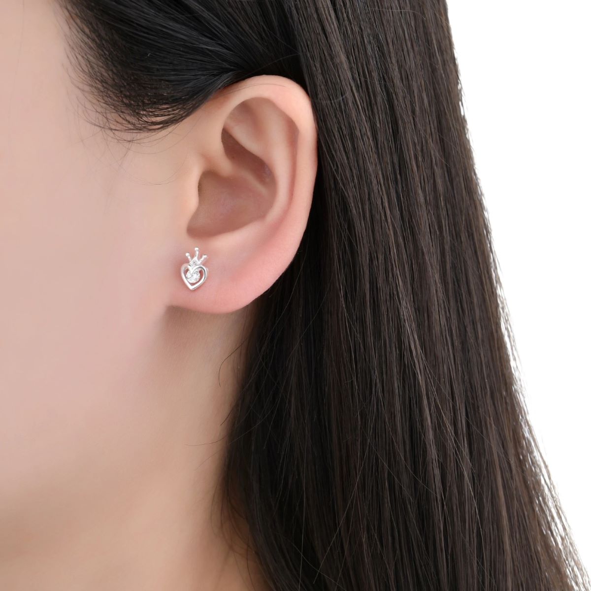 Aretes Corazón Detente Brillos - Plata