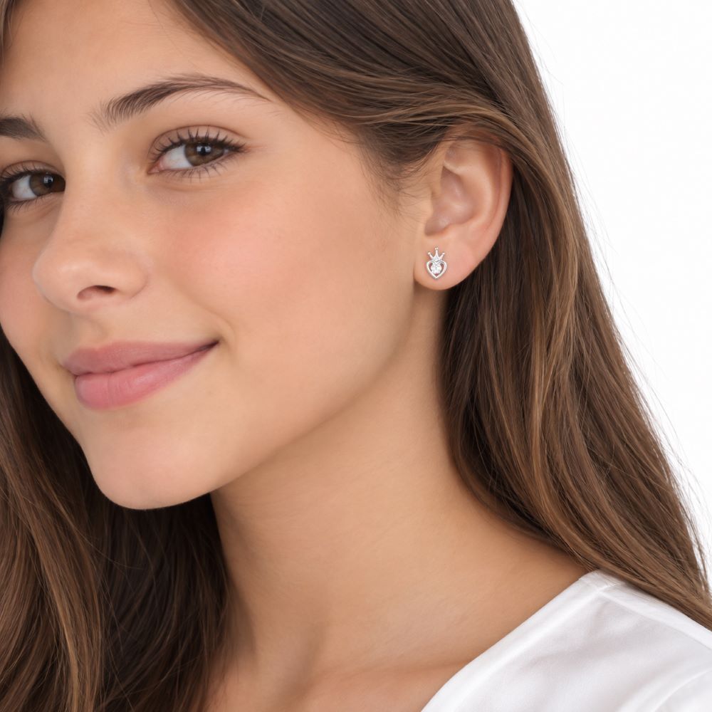 Aretes Corazón Detente Brillos - Plata