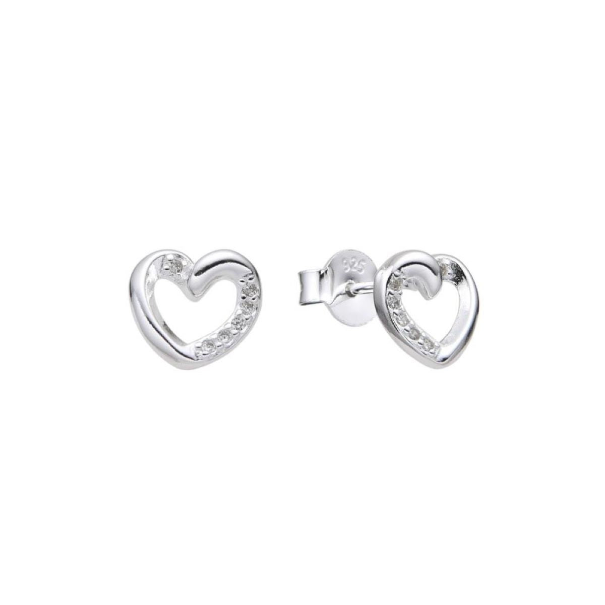 Aretes Corazón Brillos - Plata