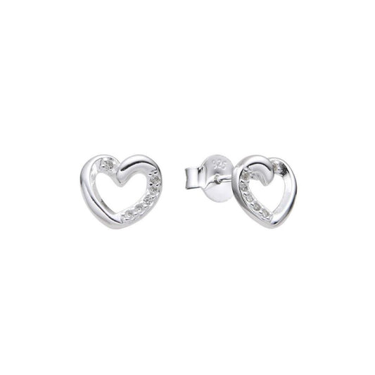 Aretes Corazón Brillos - Plata