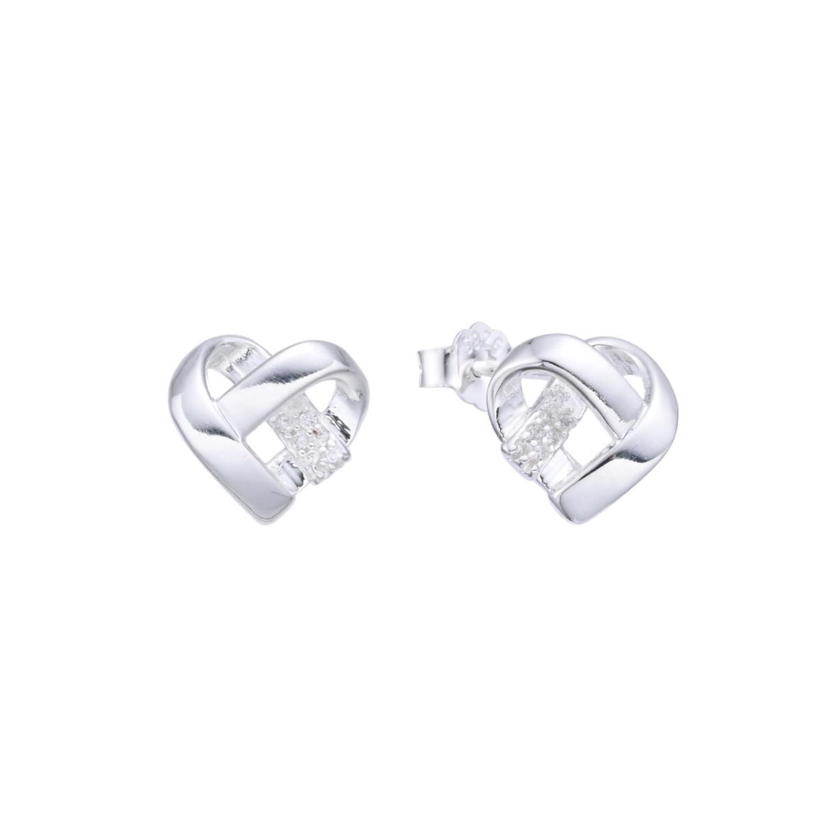 Aretes Corazón Nudo Brillos - Plata