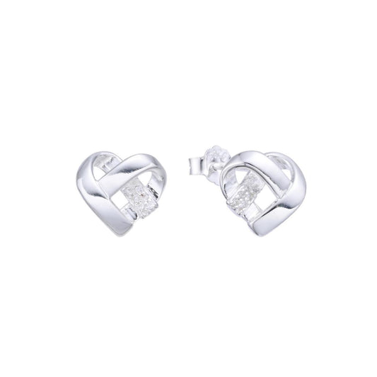 Aretes Corazón Nudo Brillos - Plata