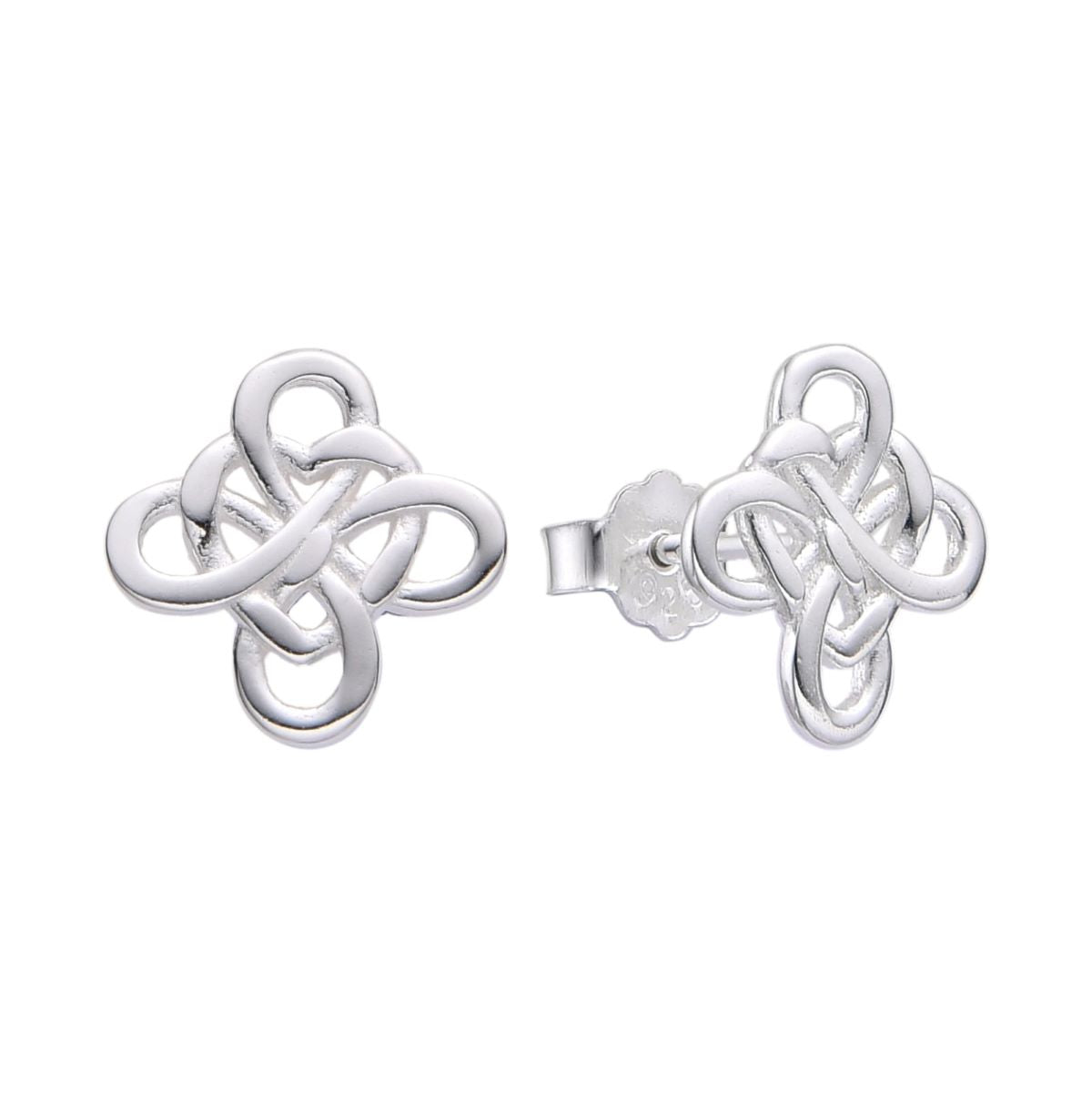 Aretes Cruz Corazón Nudo - Plata