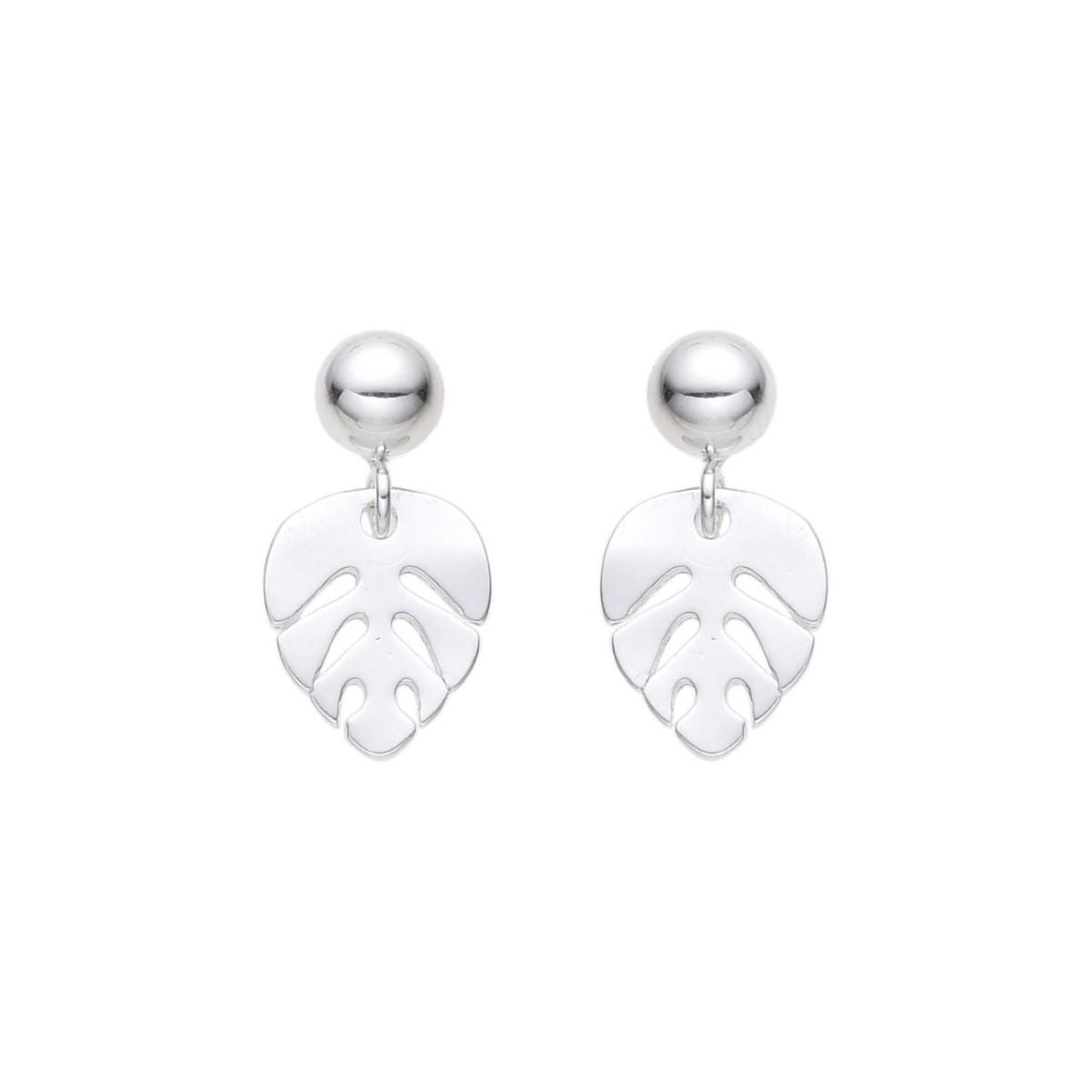 Aretes Hoja Colgante - Plata