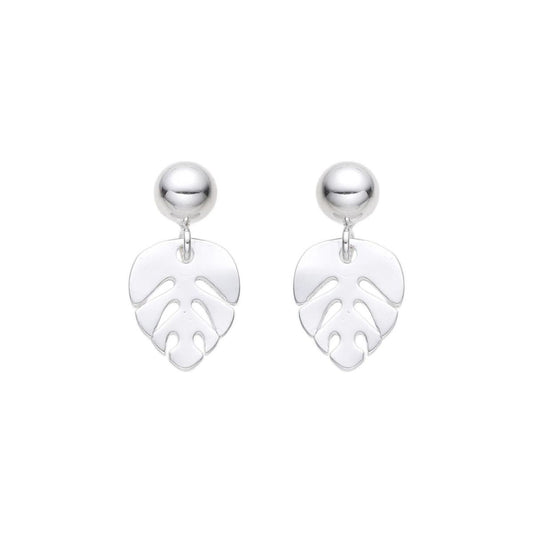 Aretes Hoja Colgante - Plata