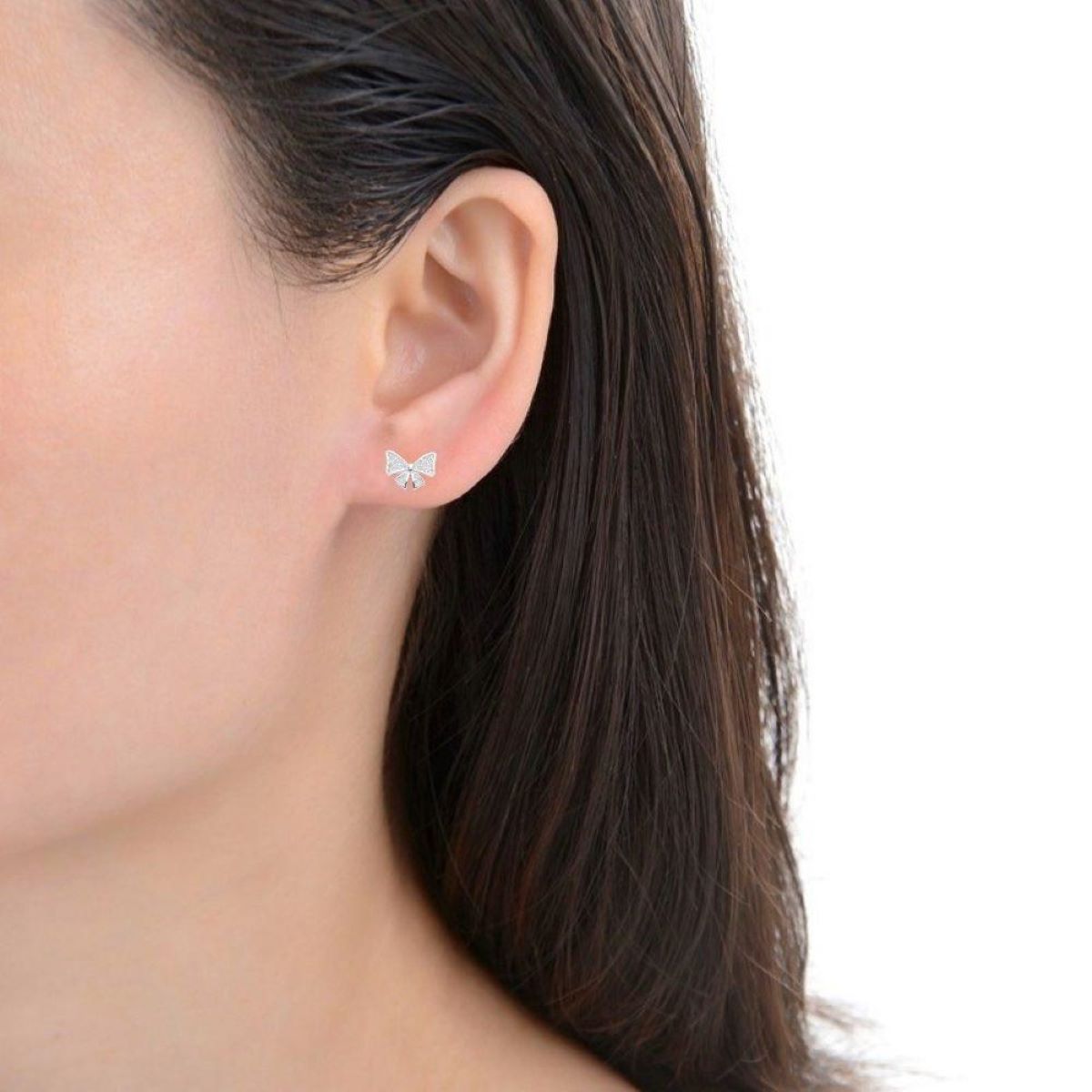 Aretes Lazo Brillos - Plata