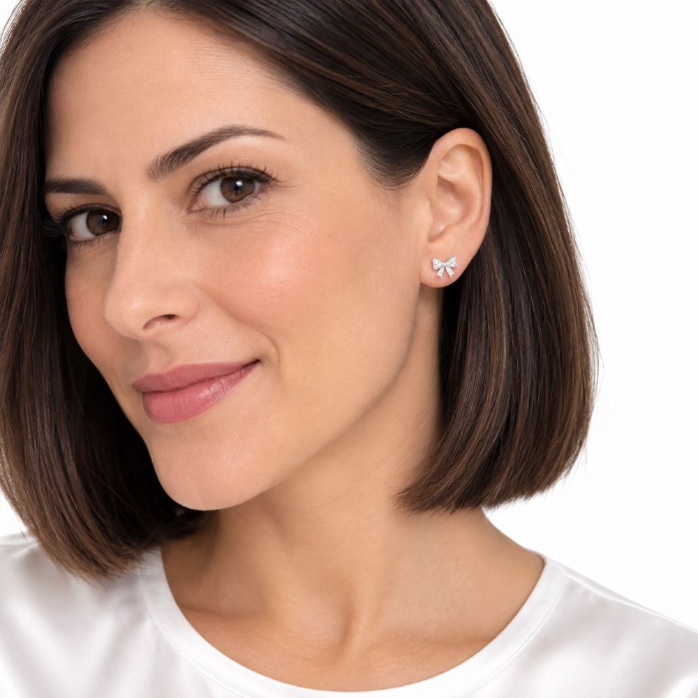Aretes Lazo Brillos - Plata