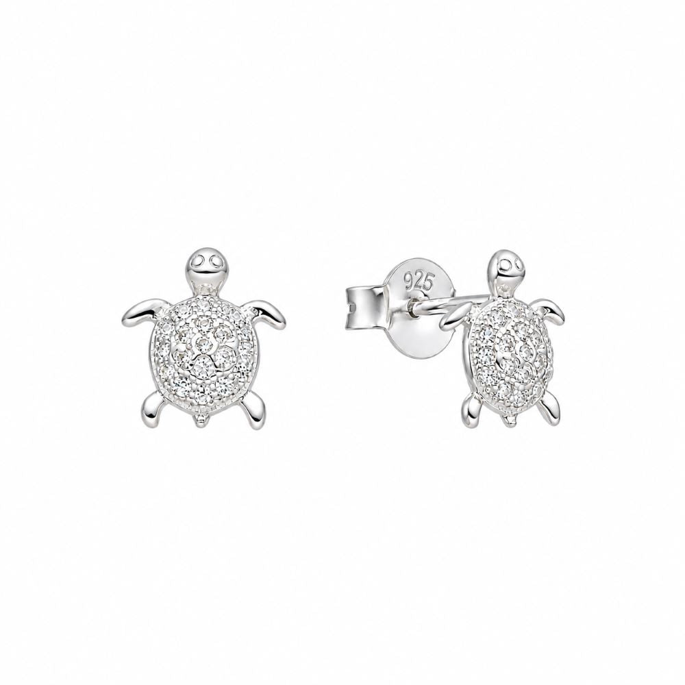 Aretes Tortuga Brillos - Plata