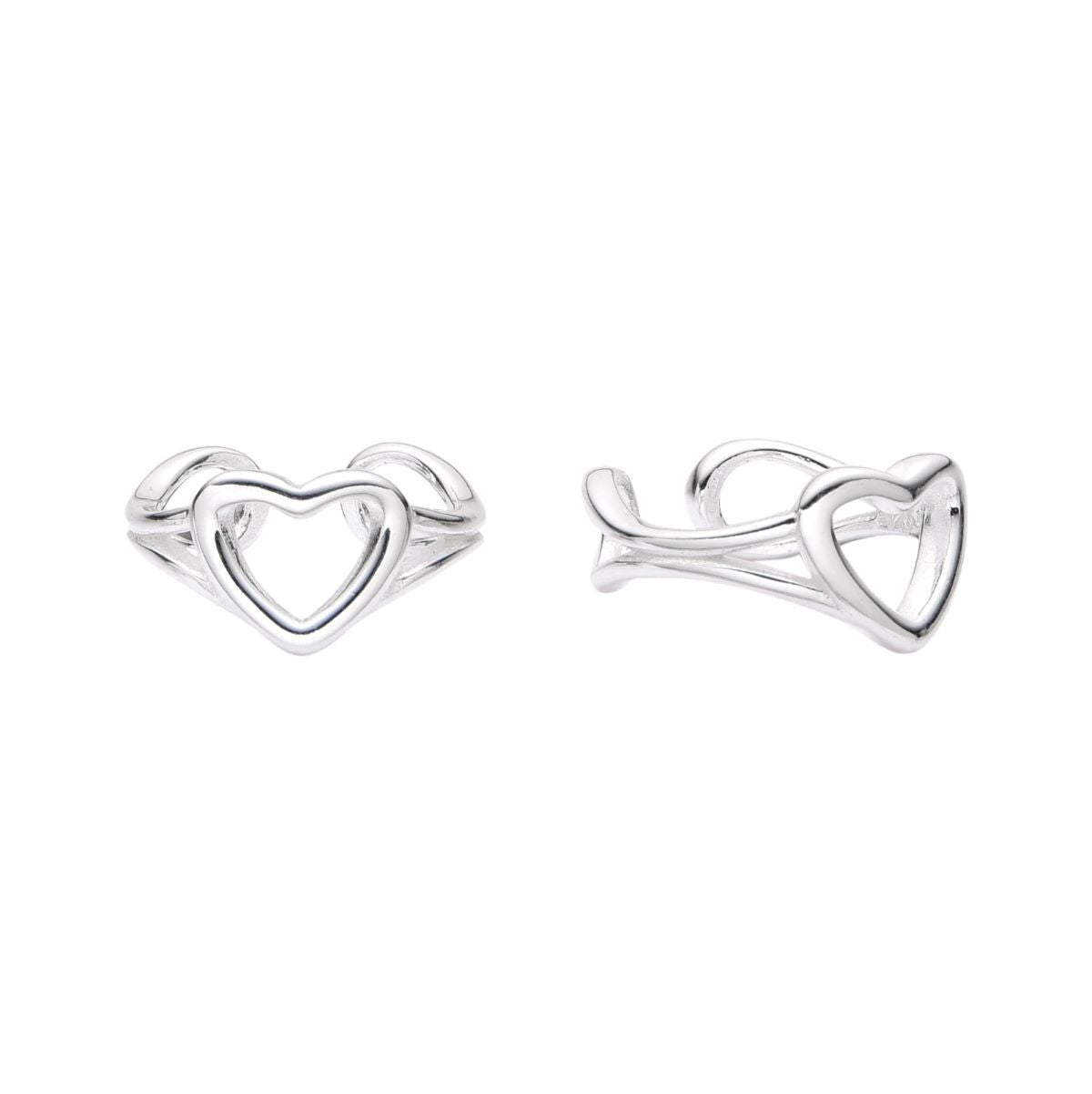 Aretes Trepadores Corazón - Plata