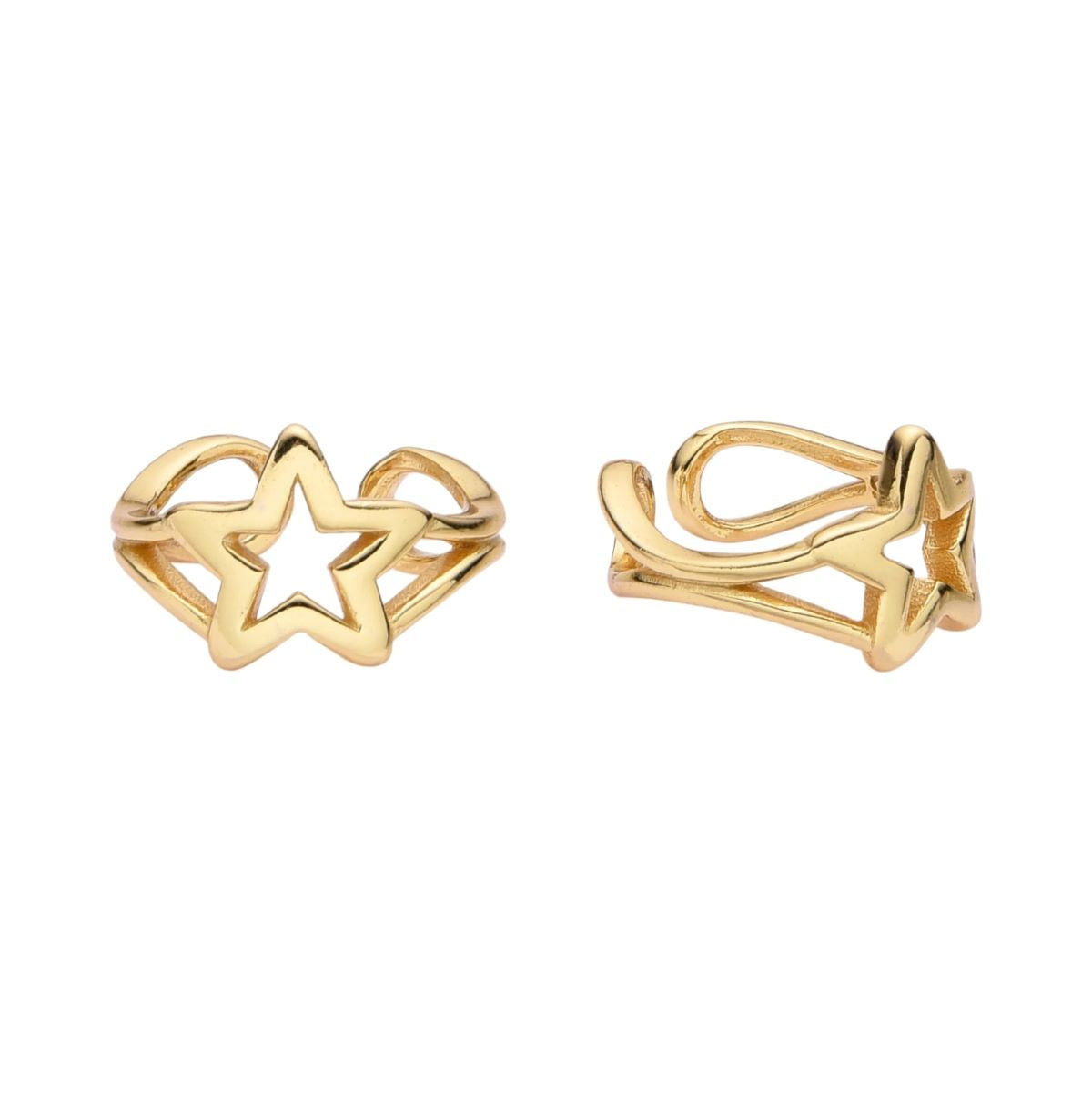 Aretes Trepadores Estrella Dorados - Plata
