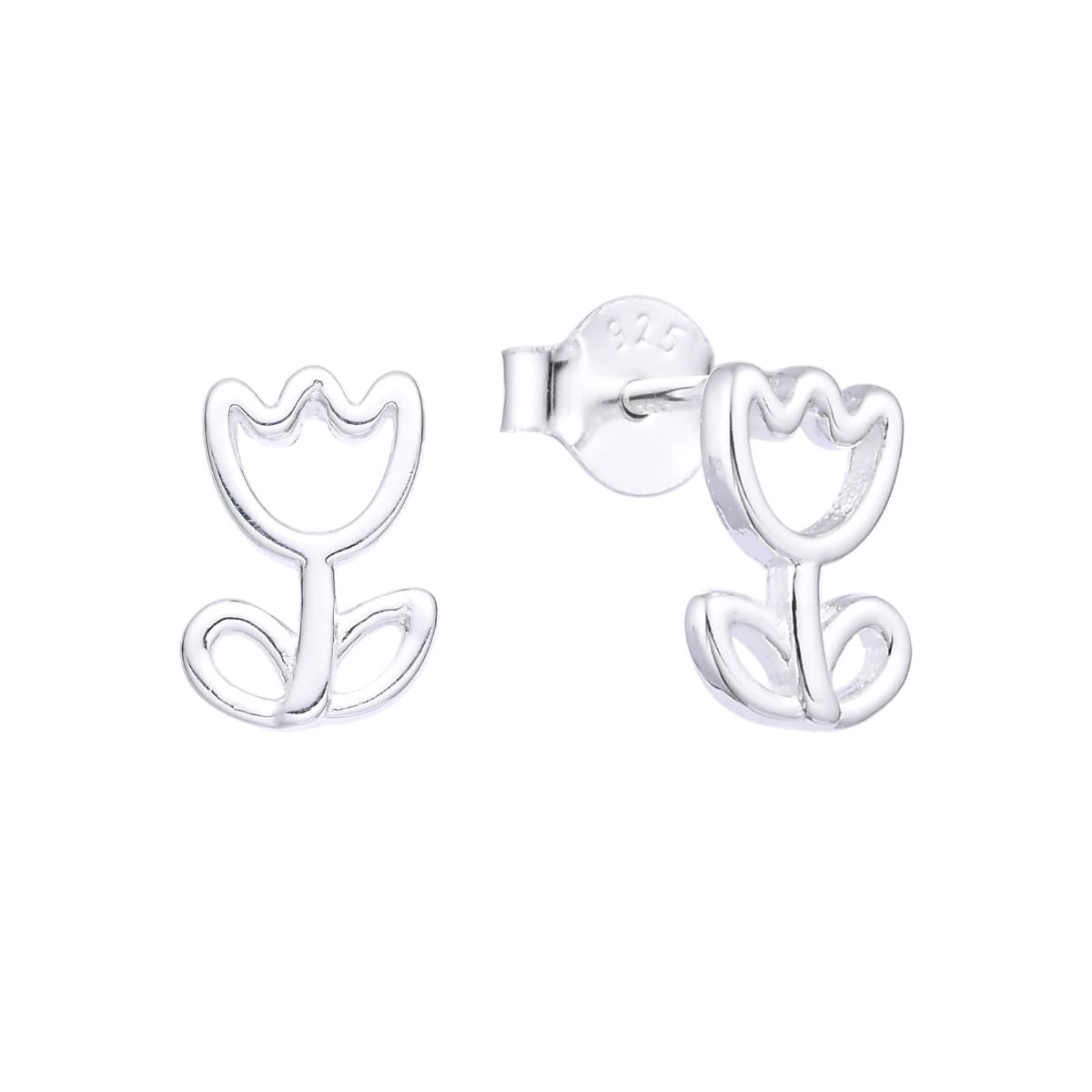 Aretes Flor Tulipán - Plata