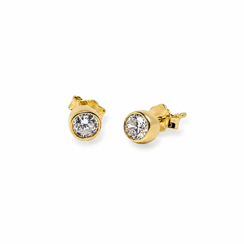 Aretes Circón Dorados - Plata