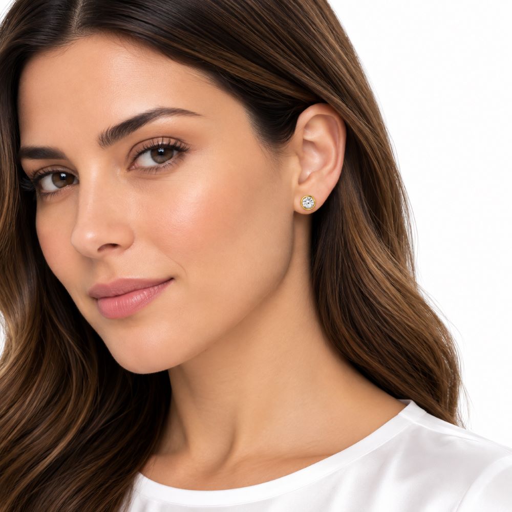 Aretes Circón Dorados - Plata