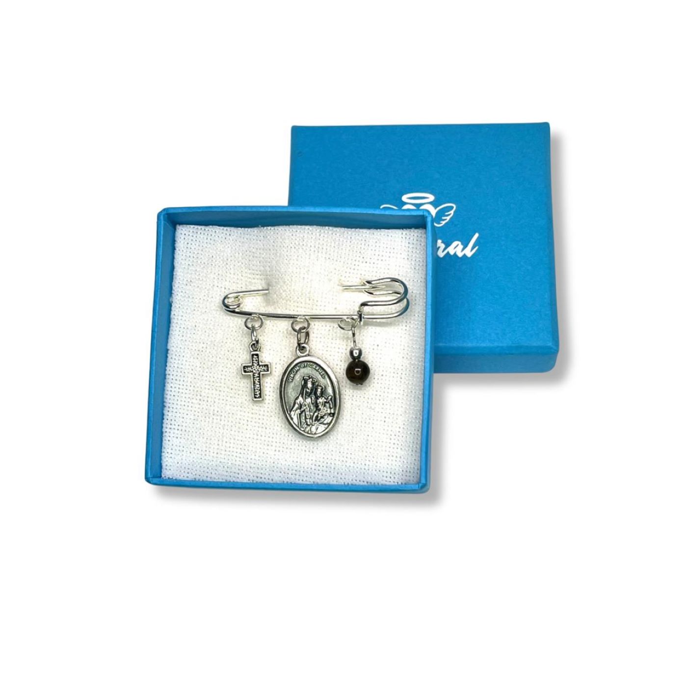 Broche Imperdible Virgen del Carmen - Marrón