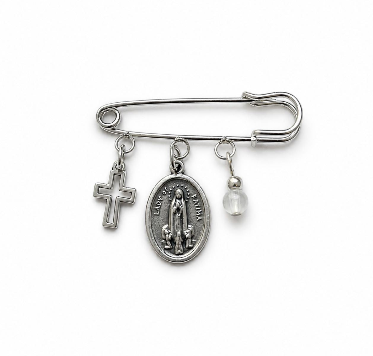 Broche Imperdible Virgen de Fátima - Blanco