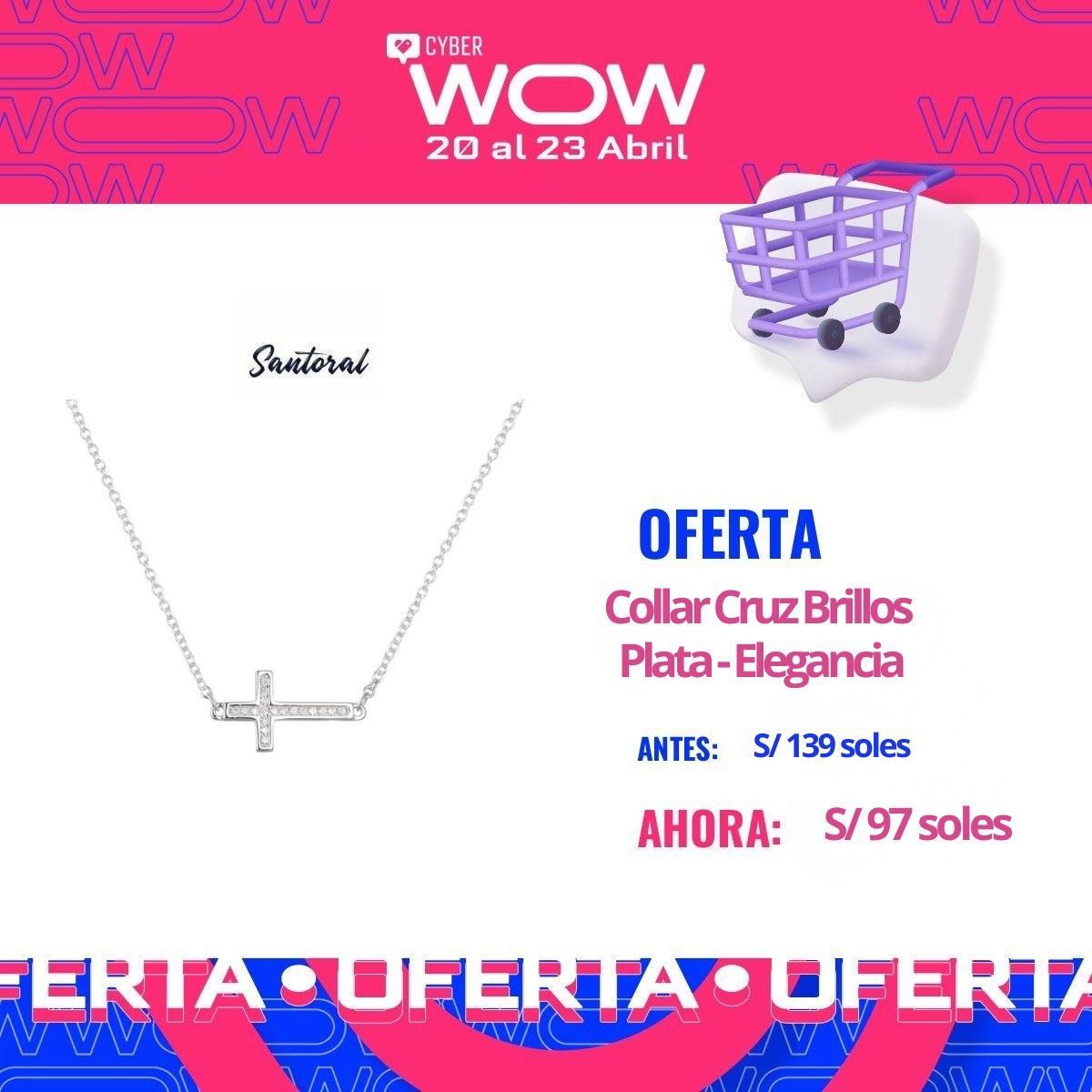 Collar Cruz Brillos - Plata