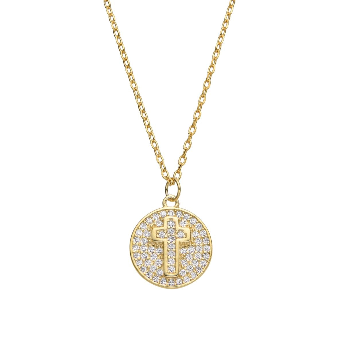 Collar Dije Cruz con Brillos - Plata