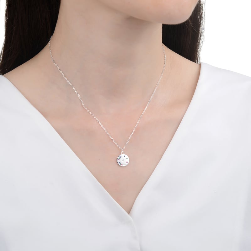 Collar Luna y  Estrellas Brillos - Plata