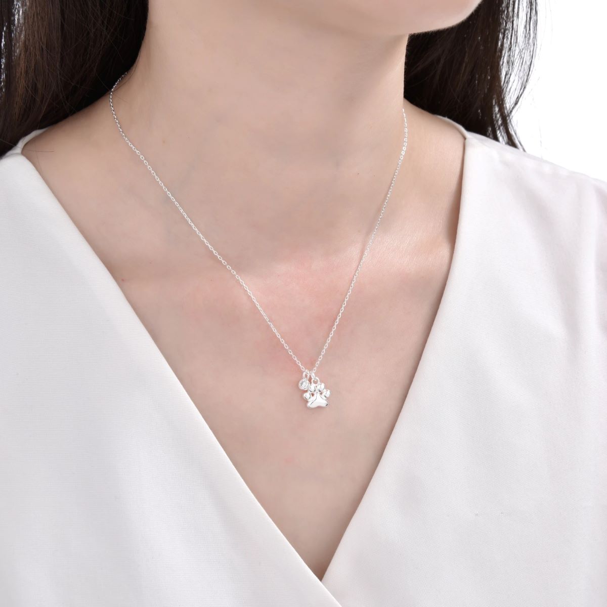 Collar Huella de Perro Punto de Luz - Plata