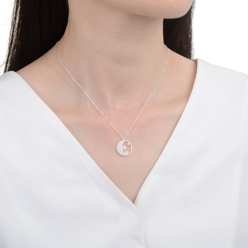 Collar Lunas y Estrellas Brillos - Plata