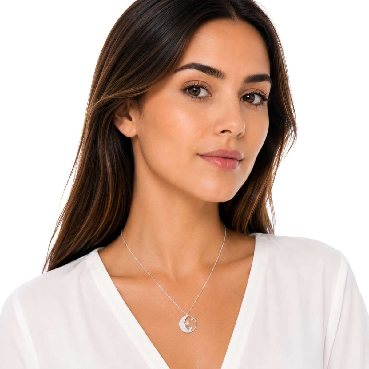 Collar Lunas y Estrellas Brillos - Plata