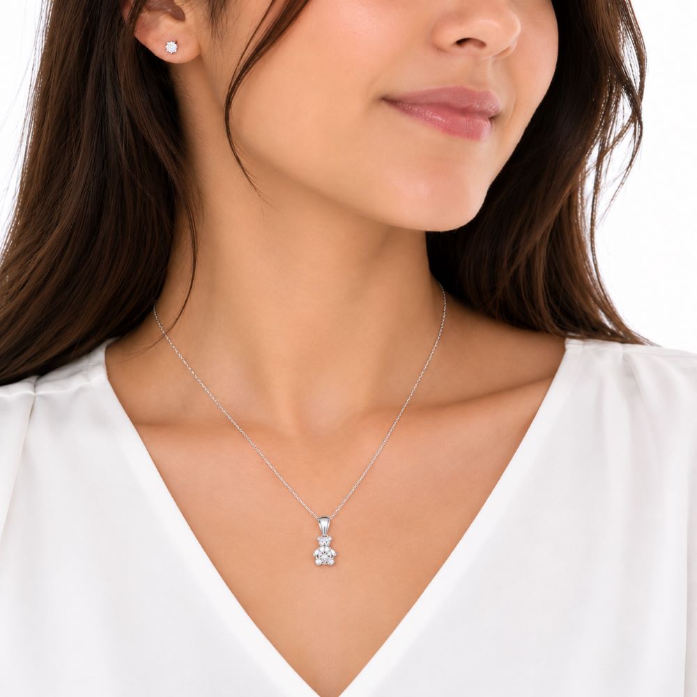 Collar Osito Punto de Luz - Plata