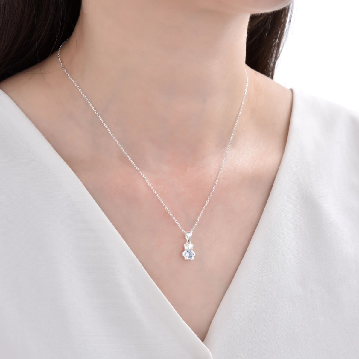 Collar Osito Punto de Luz - Plata