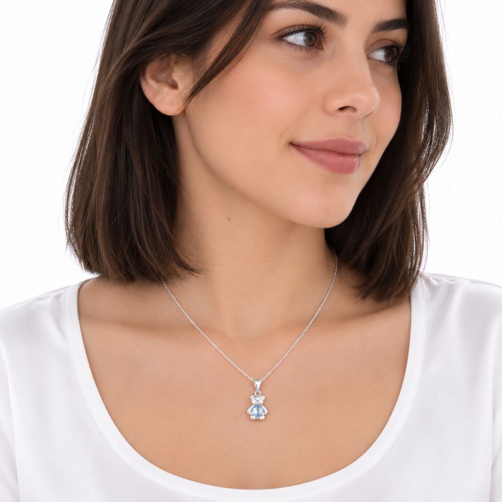 Collar Osito Punto de Luz - Plata