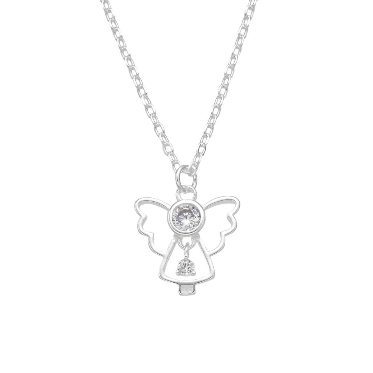 Collar Angel Corazón Punto de Luz - Plata