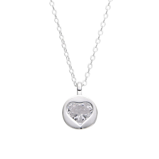 Collar Corazón Con Punto de Luz - Plata