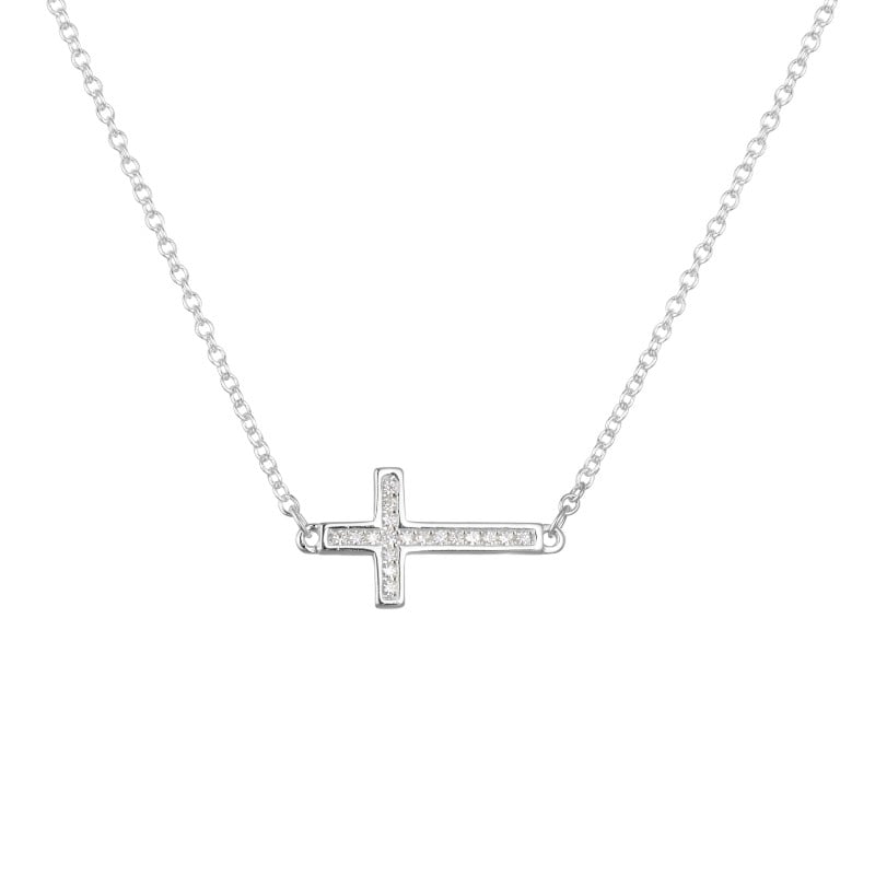Collar Cruz con Cristales - Plata
