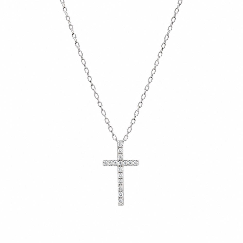 Collar Cruz Brillos - Plata