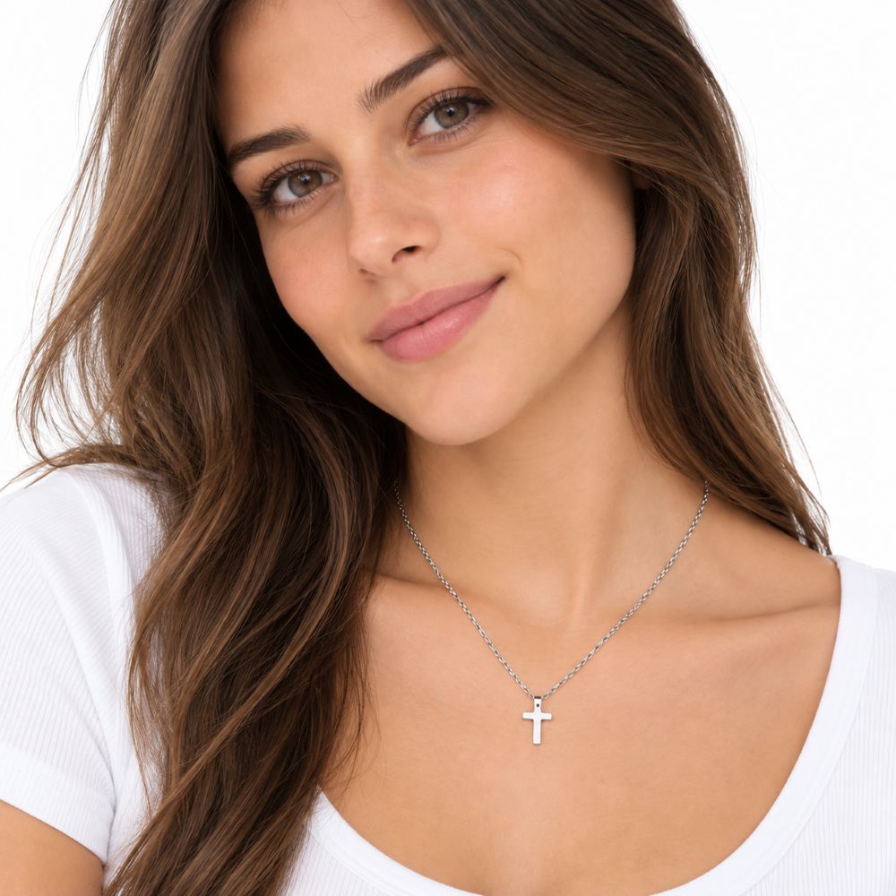 Collar Cruz Mini - Acero